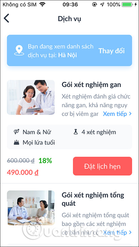 Đặt lịch xét nghiệm