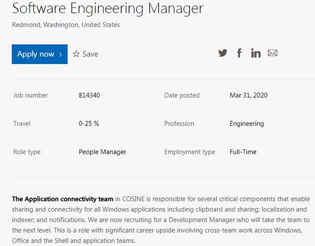 Thông báo tuyển dụng của Microsoft