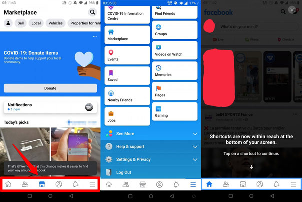 Thanh tab được đưa xuống dưới