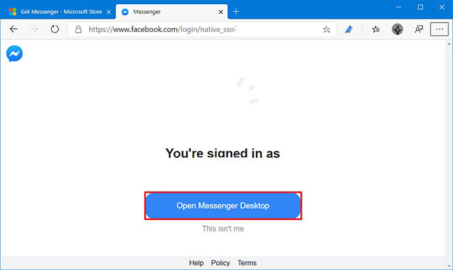 Nhấp vào nút Open Messenger Desktop