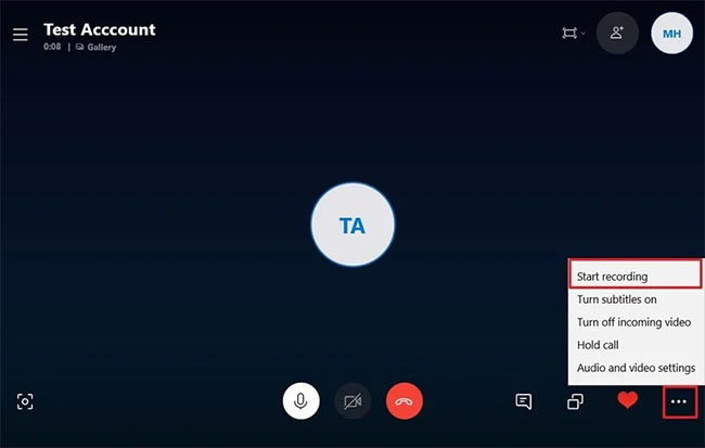 Chọn tùy chọn Bắt đầu ghi