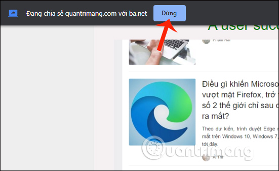 Dừng chia sẻ màn hình