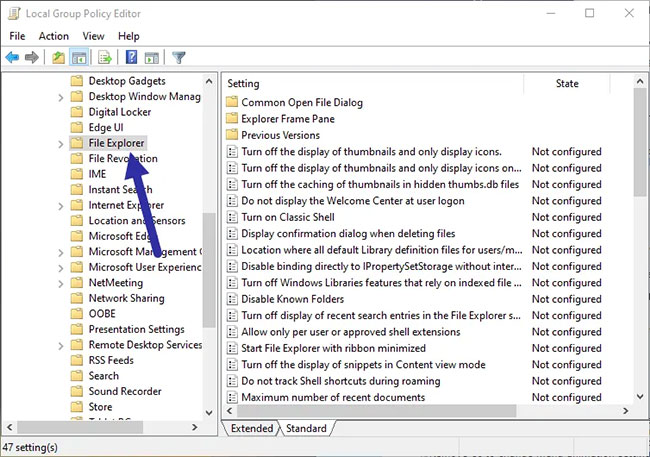 Nếu bạn đang ở trên Windows 7, hãy tìm thư mục Windows Explorer trong Windows Components