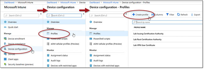 Nhấp vào Create Profile