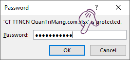 Nhập mật khẩu đã đặt cho file Excel để mở