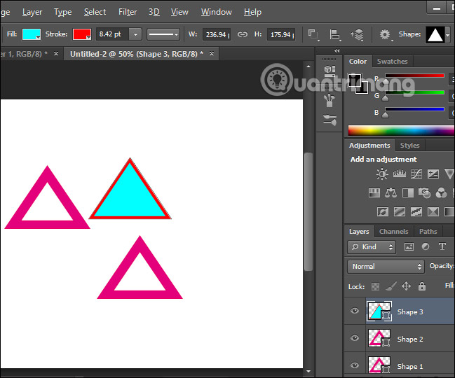 Cách vẽ tam giác trong Photoshop