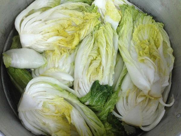 Ngâm cải thảo trong nước muối