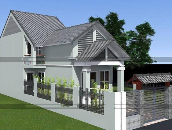 Mẫu nhà cấp 4 mái thái 5×20m có gác lửng hiện đại