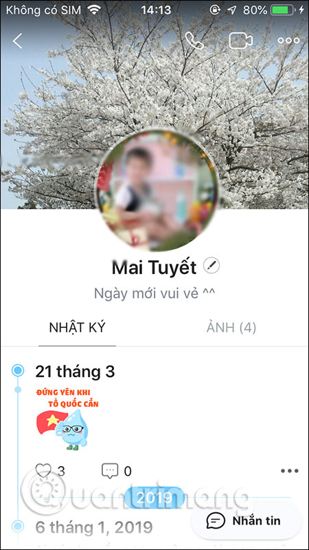 Trang cá nhân Zalo bạn bè