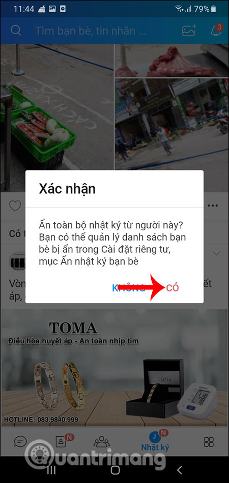 Xác nhận ẩn nhật ký