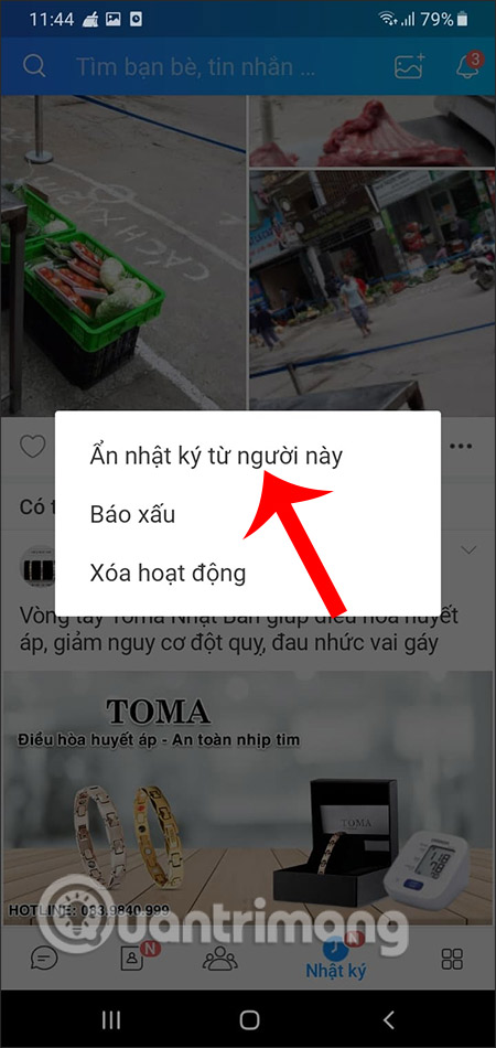 Chọn Ẩn nhật ký