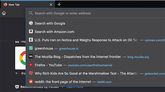 Thanh địa chỉ mới trên Firefox 75