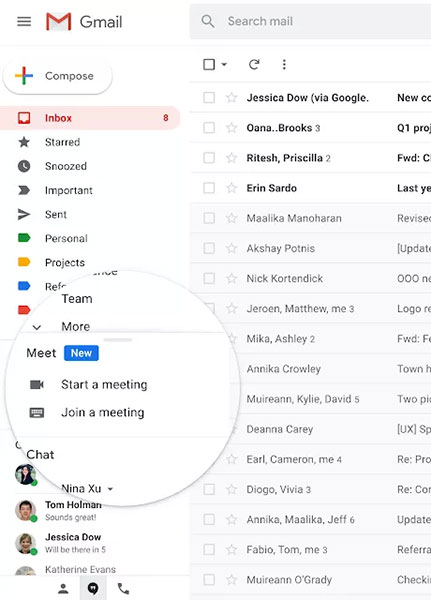 Google Meet được tích hợp trong Gmail