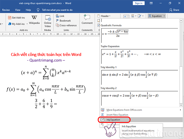 Cách viết công thức toán học trong Word cực dễ