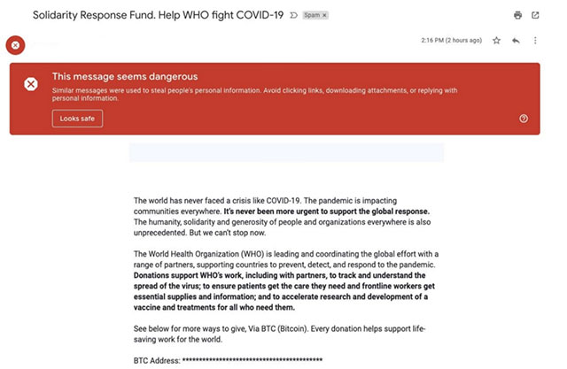 Email lừa đảo quyên góp
