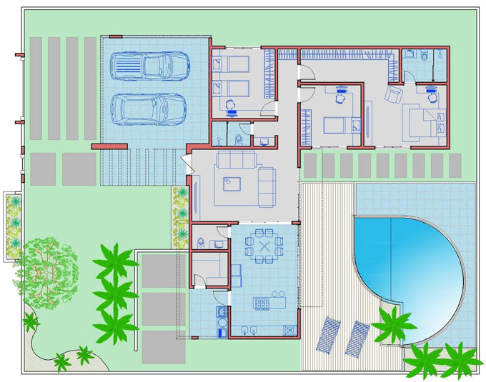Bản vẽ biệt thự có hồ bơi