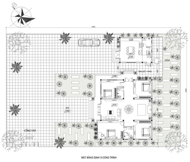 Bản vẽ biệt thự 1 tầng 120m2
