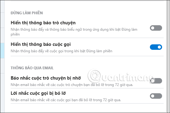 Bật, tắt thông báo Skype 