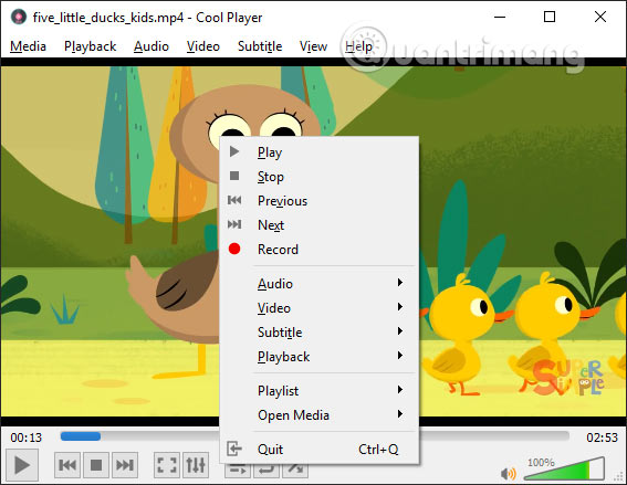 Tùy chọn phát video 