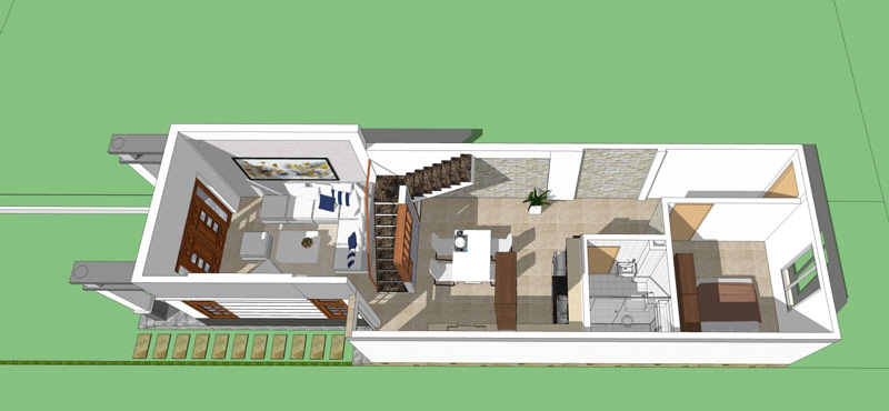 Nhà cấp 4 mái thái gác lửng diện tích 80m2, tầng 1