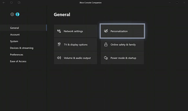 Nhấp vào Personalization