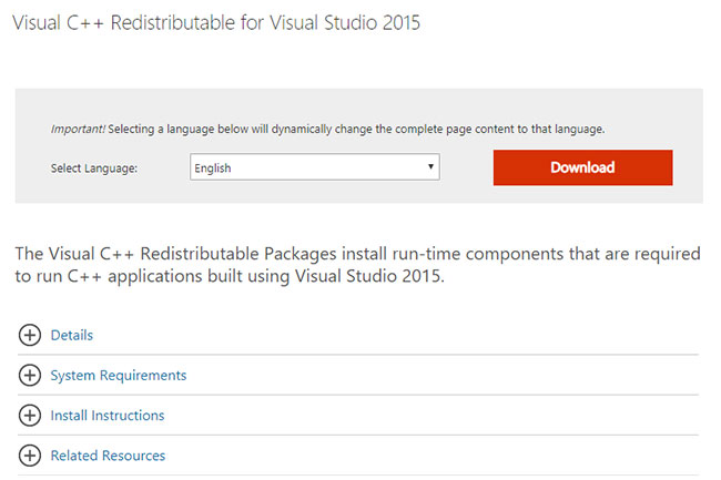 Cài đặt lại Microsoft Visual C++ Redistributable cho Visual Studio trên máy tính