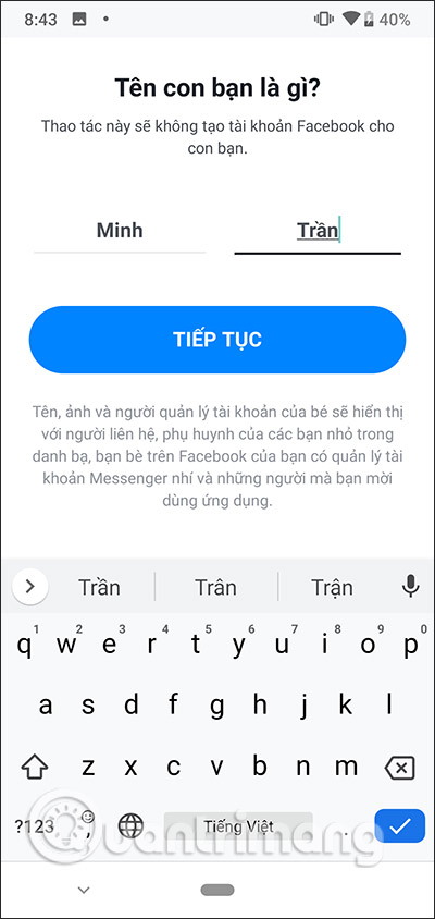 Nhập tên trẻ