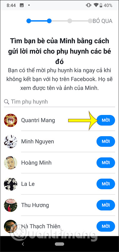 Mời phụ huynh khác