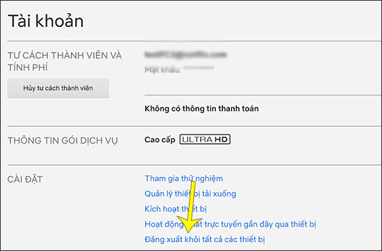 Đăng xuất Netflix từ xa