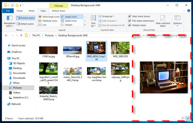 Cách hiển thị Preview Pane của File Explorer trên Windows 10