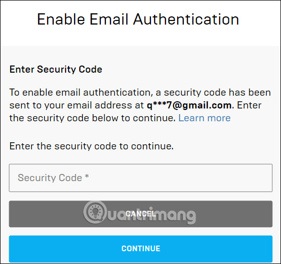 Nhập mã xác thực