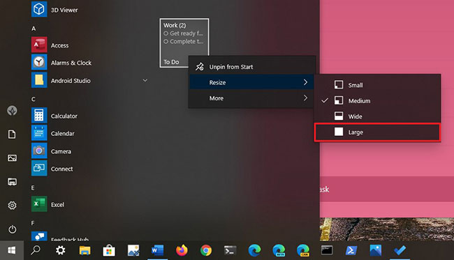 Nhấp chuột phải vào tiêu đề, chọn menu Resize và chọn tùy chọn Large