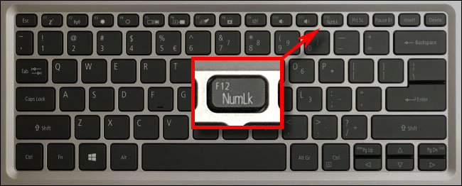 Vị trí phím Num Lock trên laptop Acer