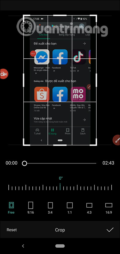 Chỉnh kích thước khung hình