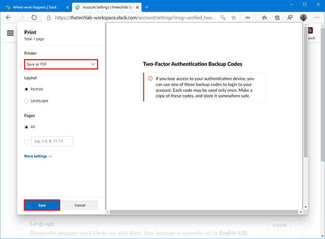 Chọn tùy chọn Save as PDF