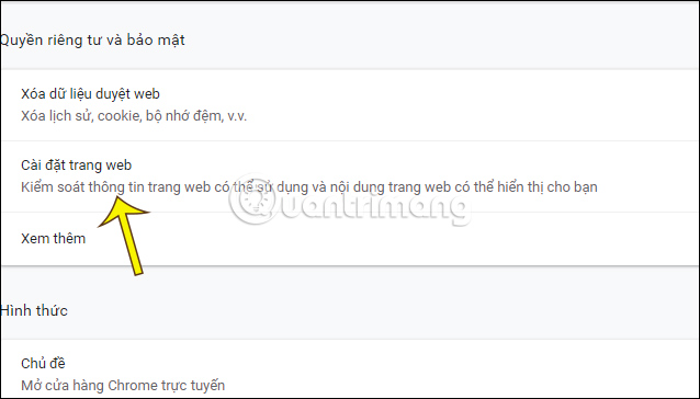 Cài đặt trang web 