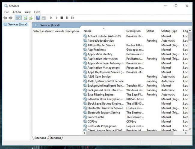 Cửa sổ Windows Services mở ra và bạn sẽ thấy số lượng service đang chạy trên PC