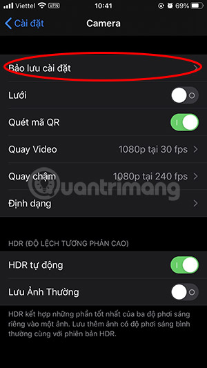 Nhấp vào Bảo lưu cài đặt