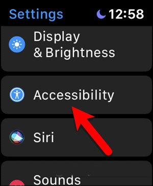 Nhấn vào Accessibility trên màn hình Settings