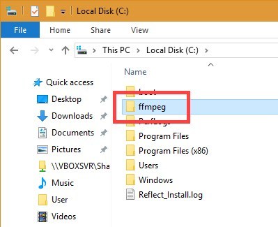 Đổi tên thư mục được giải nén thành "ffmpeg"