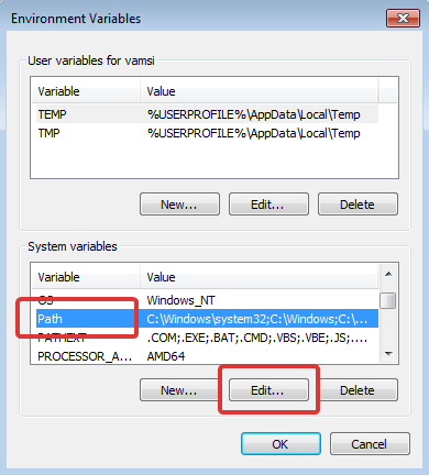 Trong phần System Variables, tìm biến Path