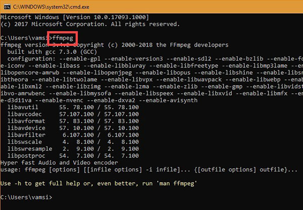 Xác minh đường dẫn FFmpeg