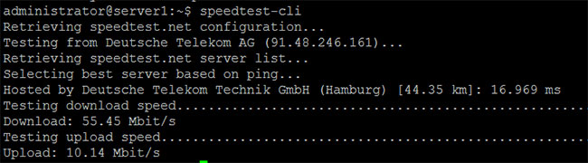 Kết quả sẽ hiển thị tốc độ Download và Upload của kết nối Internet hiện tại