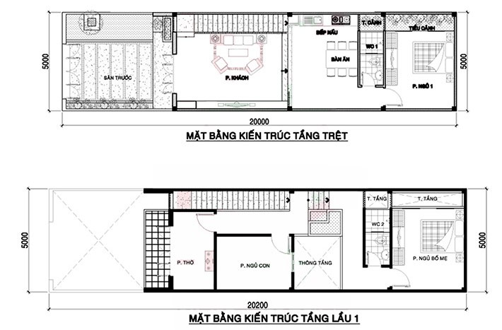 Thiết kế nhà 2 tầng 3 phòng ngủ 8x11 ở Thanh Hóa M231