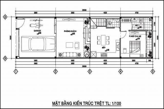 Nhà ống 2 tầng 3 phòng ngủ, có gara hiện đại