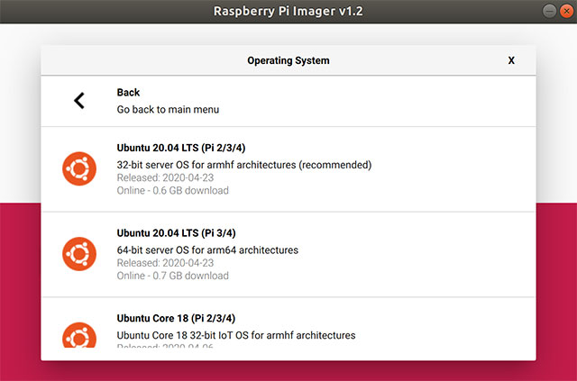 Ubuntu images có Raspberry Pi