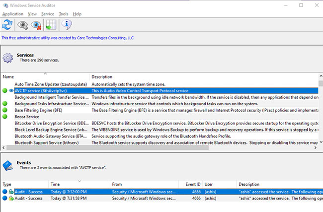 Thiết lập Windows Service Auditor