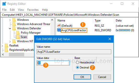 Đặt tên cho DWORD là AvgCPULoadFactor