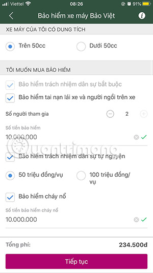 mua bảo hiểm xe máy online