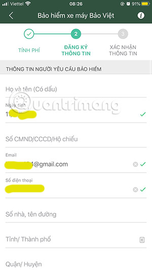 mua bảo hiểm xe máy trên MOMO